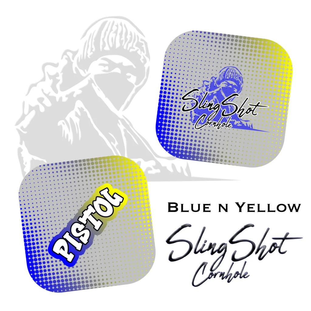 Pistol - Sling Shot Cornhole Bag (Blue n Yellow)